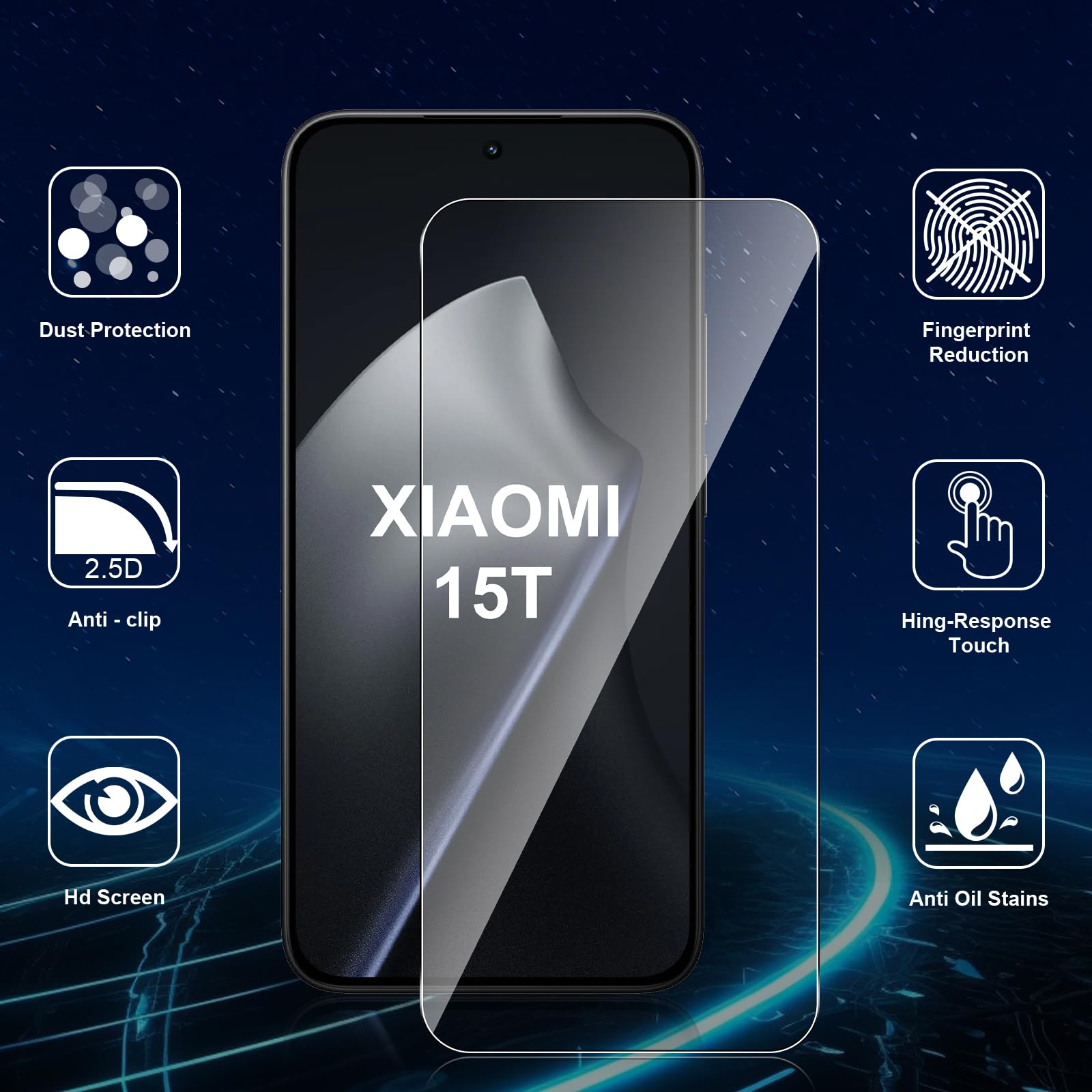 Datree 2 Pezzi per Xiaomi 15T/15T Pro/17T Pro Pellicola Vetro Temperato, Durezza 9H Anti Graffio Pellicola Protettiva,Allineamento Automatico, Installazione Facile, Senza Bolle, Ultra HD Anti-Impronte