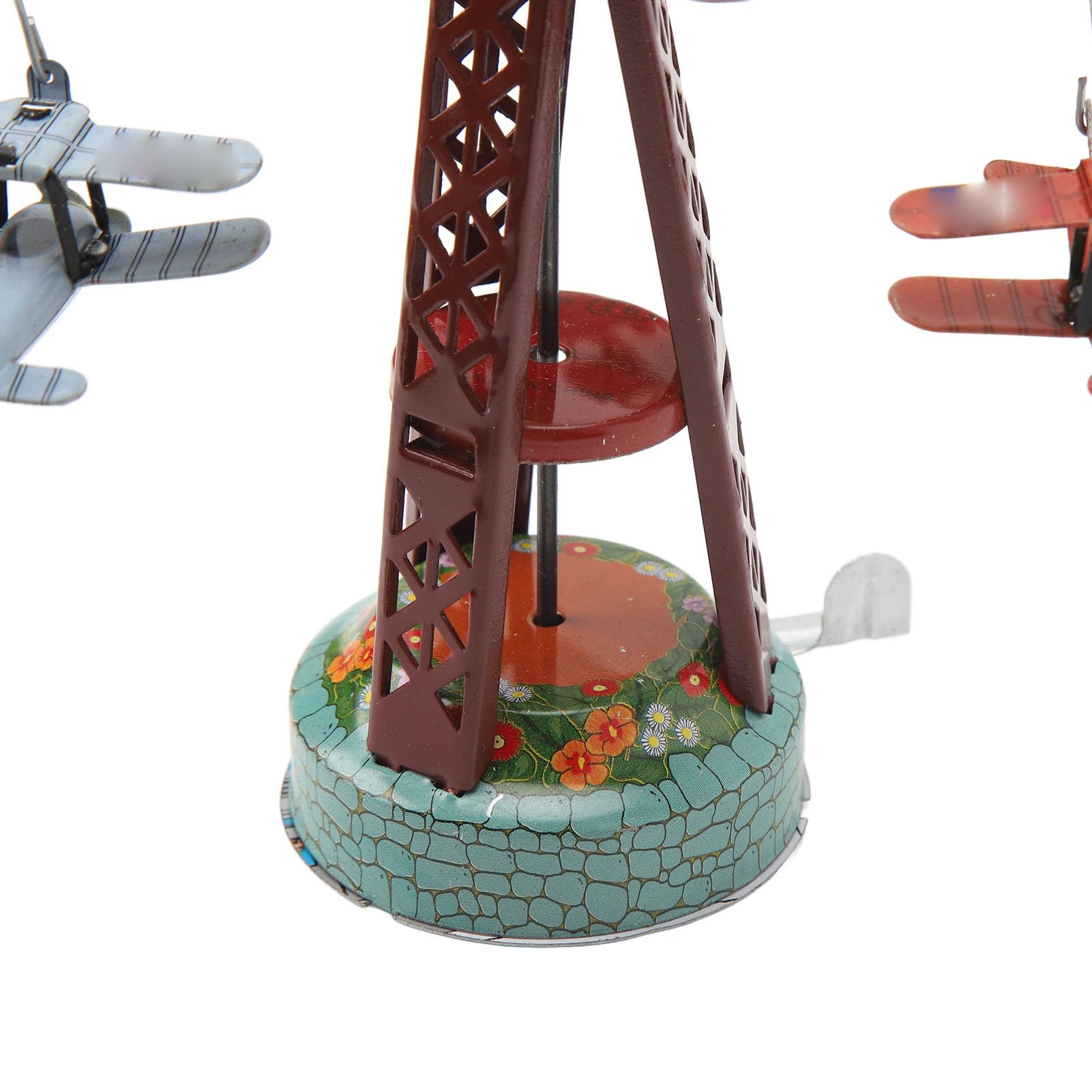 Doppeldecker Rotierendes Spielzeug aus Weißblech, Nostalgie, Rotierendes Flugzeugspielzeug, Rotierendes Doppeldecker-Ornament