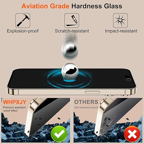 Miniatura 4 de Protector de pantalla de privacidad para iPhone 15 Pro Max  15 Plus Película de vidrio templado espejado, antiespía, efecto espejo, inastillable,