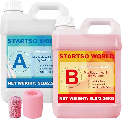 Miniatura 8 de STARTSO WORLD Kit de fabricación de moldes de silicona 20A, 80 onzas de goma de silicona líquida de platino verde jade para hacer moldes, curado