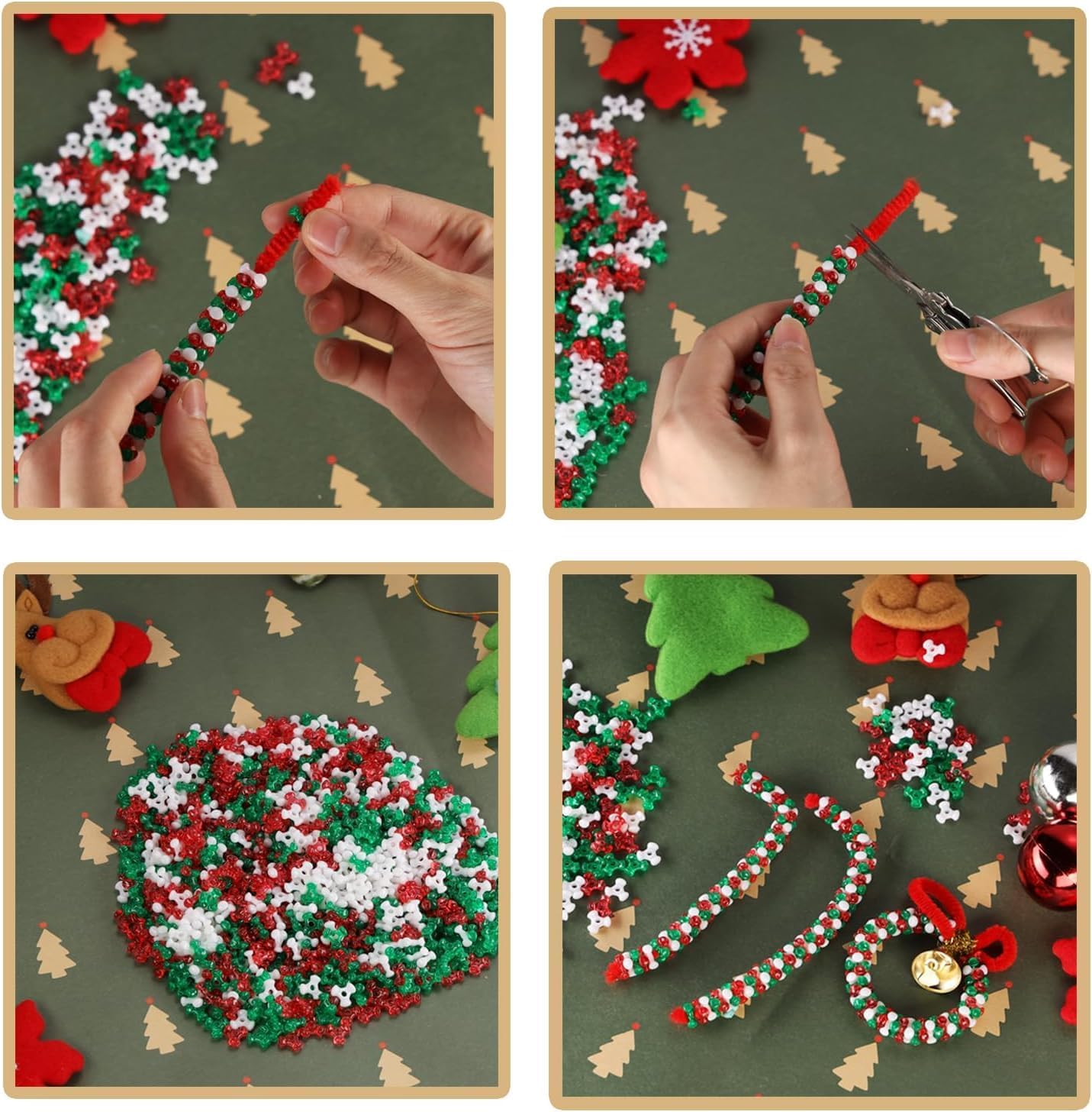 1860pcs Christmas Tri Beads, Tri Beaded Ornament Kit Christmas DIY Bead Christmas Tree Hanging Decoration,Xmas Beads Ornaments Candy Cane Ornament - Image 5