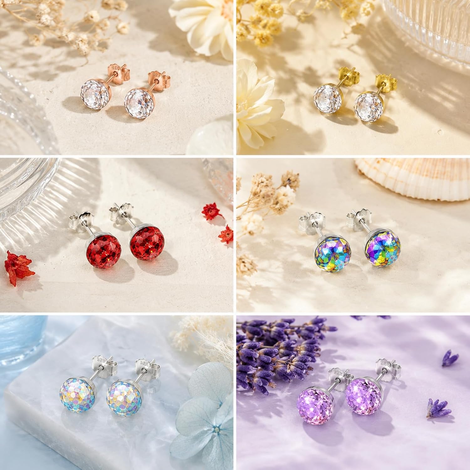 Austrian Crystal Earrings for Women 8MM Austrian Crystal Disco Ball Earrings Iridescent Disco Jewelry for Women