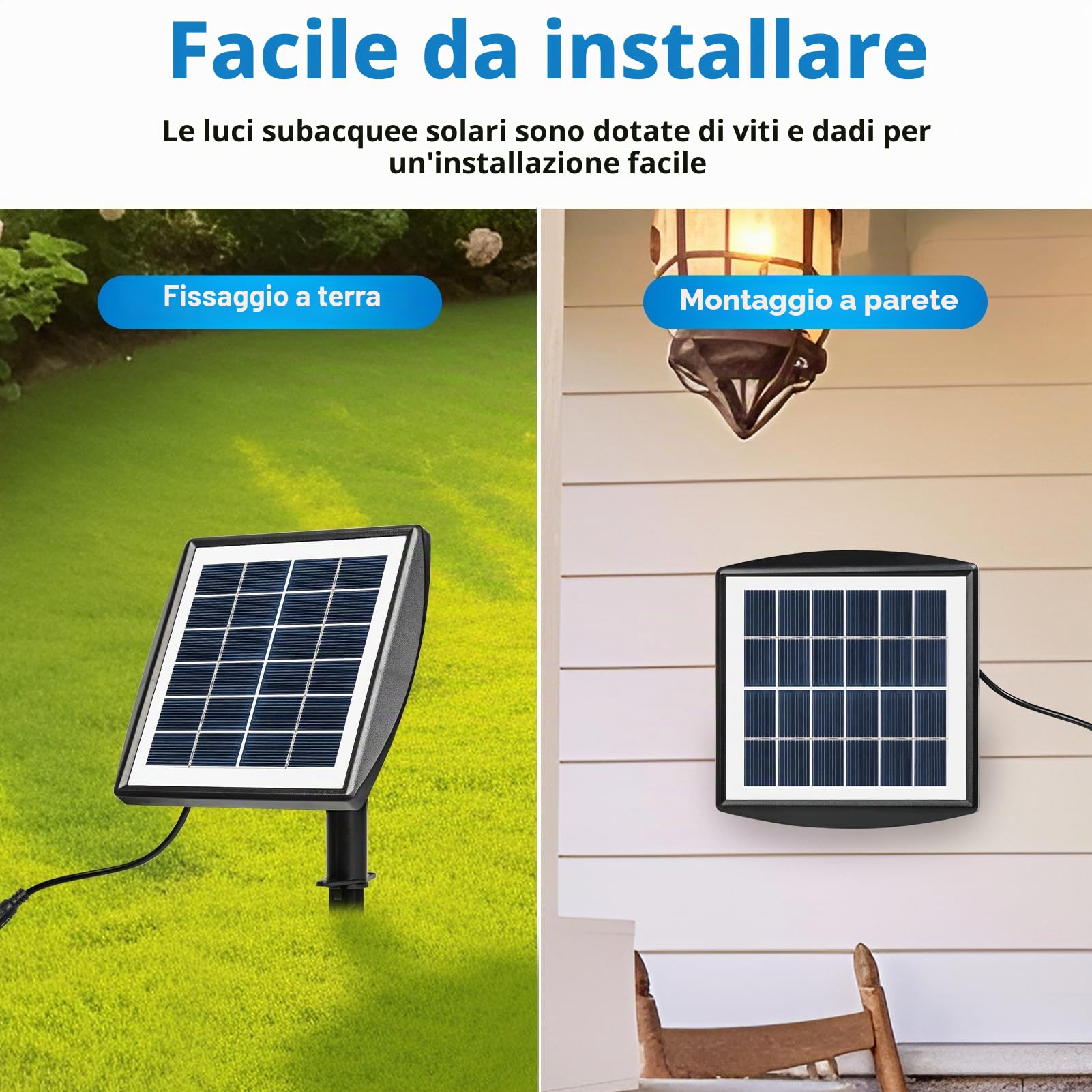 Jadeshay Luce Piscina Pannello Solare Policristallino 6V/2W Laghetto da Giardino Esterno con 1W 3 Lampade Faretto Paesaggistico Impermeabile per Laghetto da Giardino
