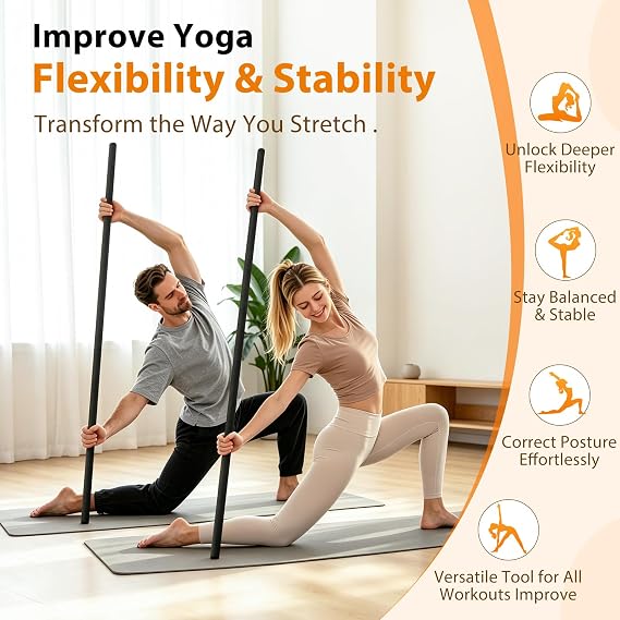AmazeFan Yoga Stick 58 Inch 4-Level Adjustable for Physical Therapy