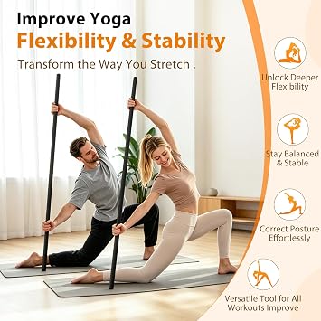 AmazeFan Yoga Stick 58 Inch 4-Level Adjustable for Physical Therapy