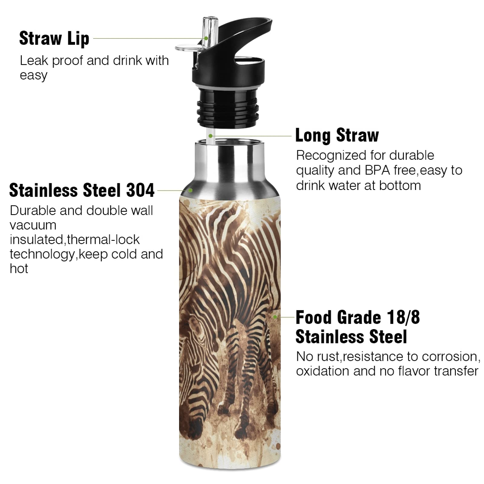 Borraccia Termica Acciaio Inox 600ml Con Cavallo Simpatico - Perfetta Per Scuola E Sport