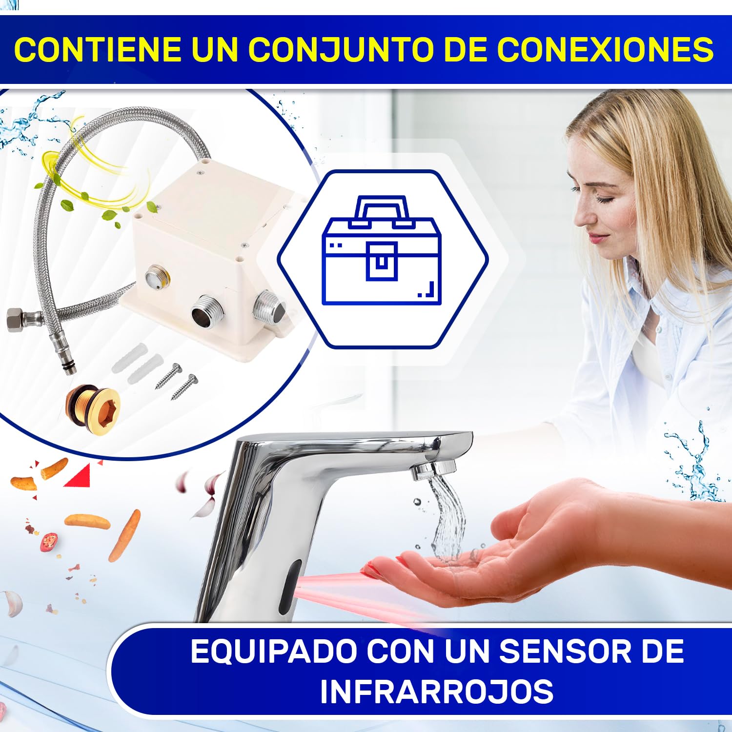 Grifo Sensor Automatico para Lavabo se Abre y Cierra por Infrarrojos y Funciona con Pilas - Garantía de 10 Años - MONTERAL