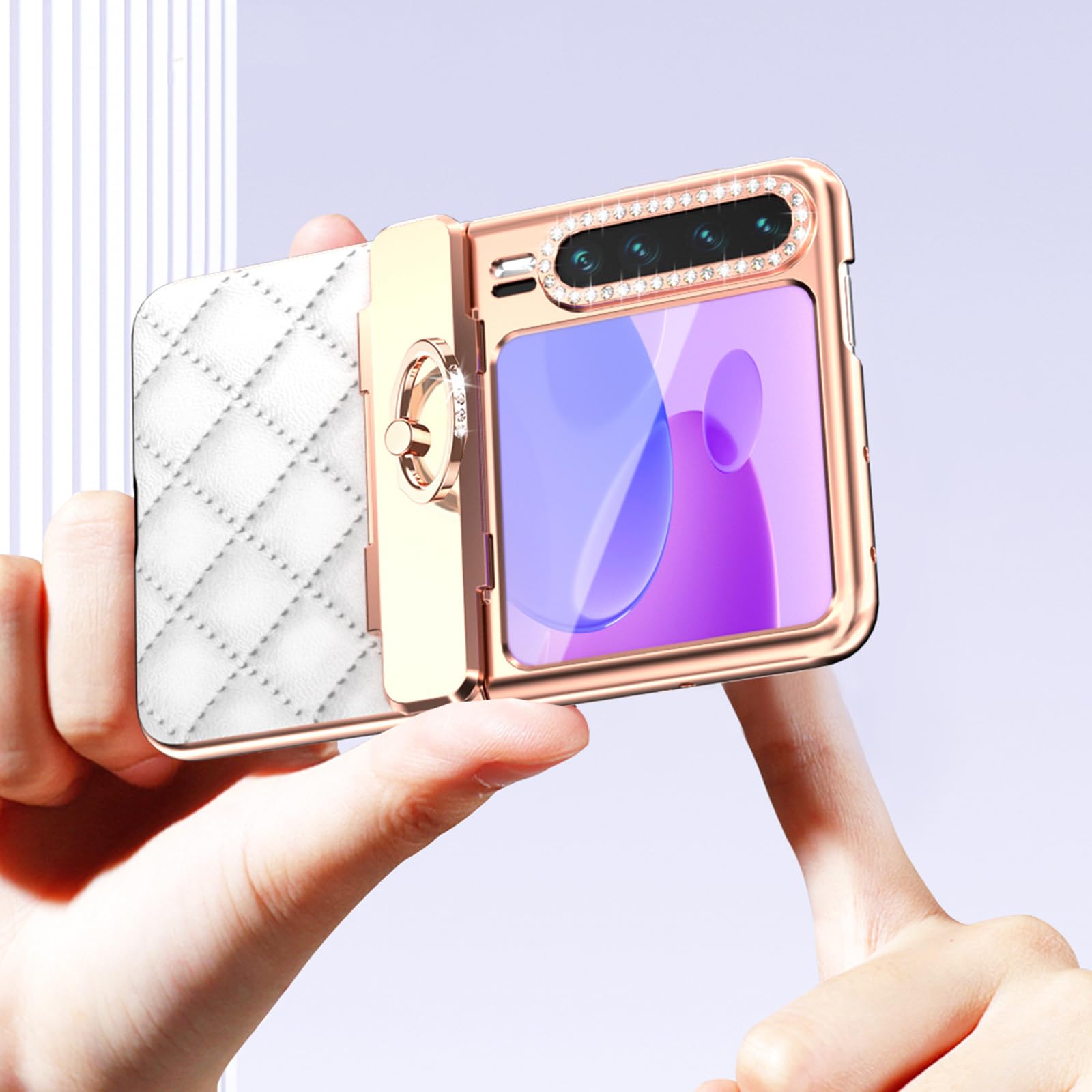 Ultra Mince Coque pour Huawei Pura X, Luxe Léger Antichoc Protecteur Etui avec Anneau Béquille Anti-Empreinte Cuir Housse,Rouge,Pura X