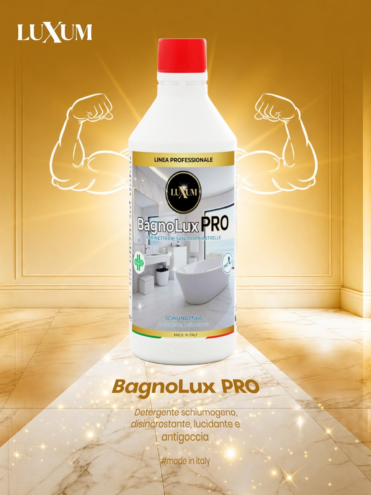 Bagnolux - PRO Detergente schiumogeno, disincrostante, lucidante e antigoccia HACCP – 2 ×750 ml