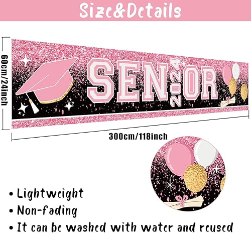 Miniatura 2 de Cartel grande para decoraciones de graduación para personas mayores 2023, pancarta rosa para la clase de 2023, cartel de graduación 2023, cartel de