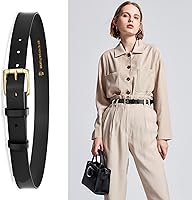 Vista 13 de Cinturones para mujer para jeans de 1.1 pulgadas de ancho, cinturones para vestidos de cuero de grano completo con hebilla dorada, caja de regalo