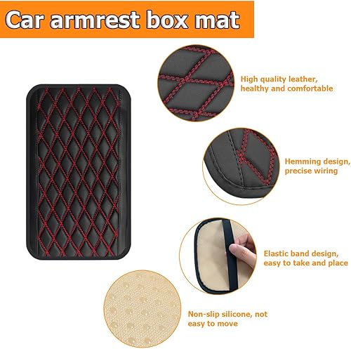 Miniatura 4 de Bittwee Almohadilla para consola central de automóvil, alfombrilla universal de cuero para reposabrazos, impermeable, protector de caja de