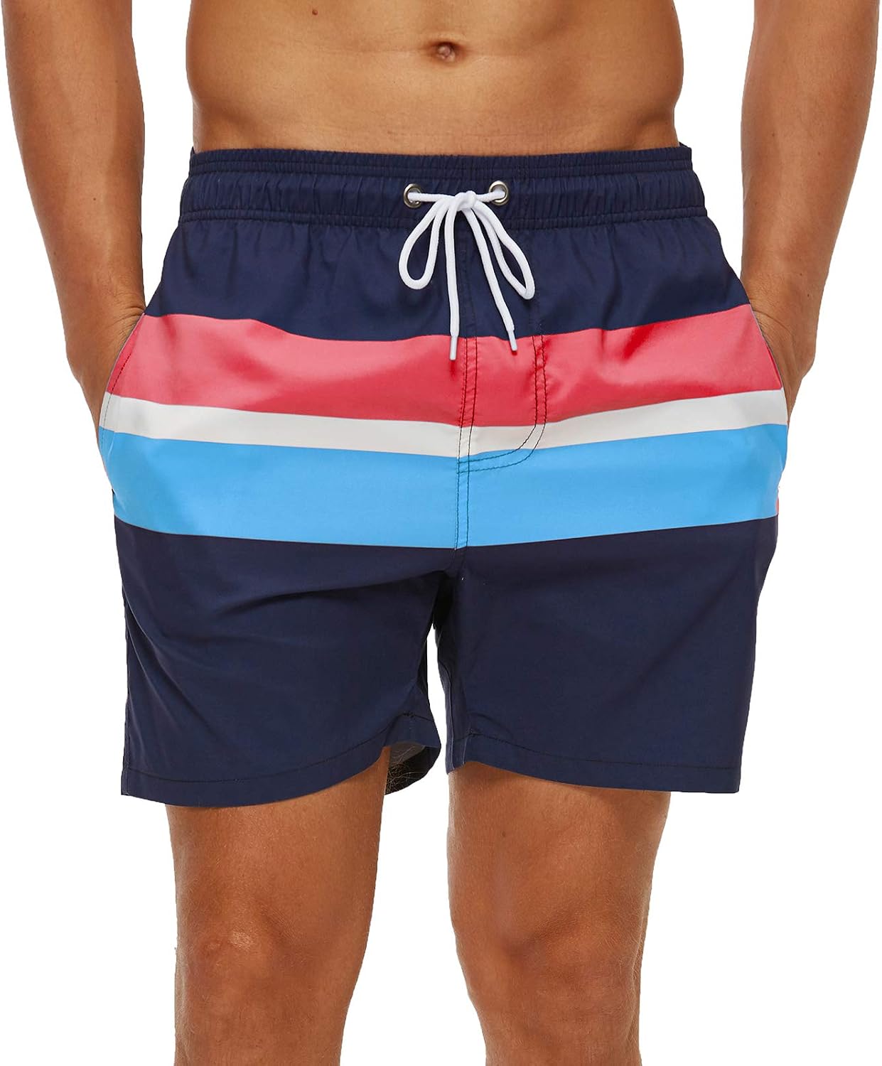 SILKWORLD Men's 7 inch Swim Trunks Quick Dry Bathing Suit with Pockets Running Shorts