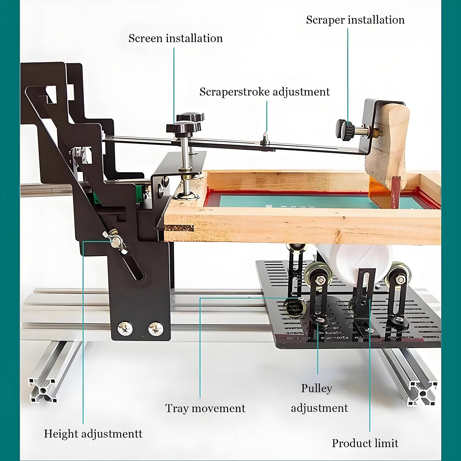 Stampante serigrafica manuale per oggetti cilindrici - Ideale per la stampa di bottiglie e tazze, area grafica 200x250mm