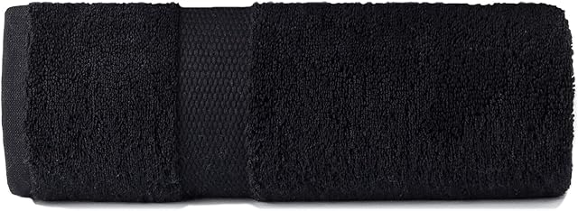 100% Egyptian Combed Cotton Bath Towels, Very Soft, Plush, fluffy & Absorbent, Quick Dry 600gsm Thick Bathroom, Shower or Guest Room, 70cm x 125cm. (Black, Cotton)