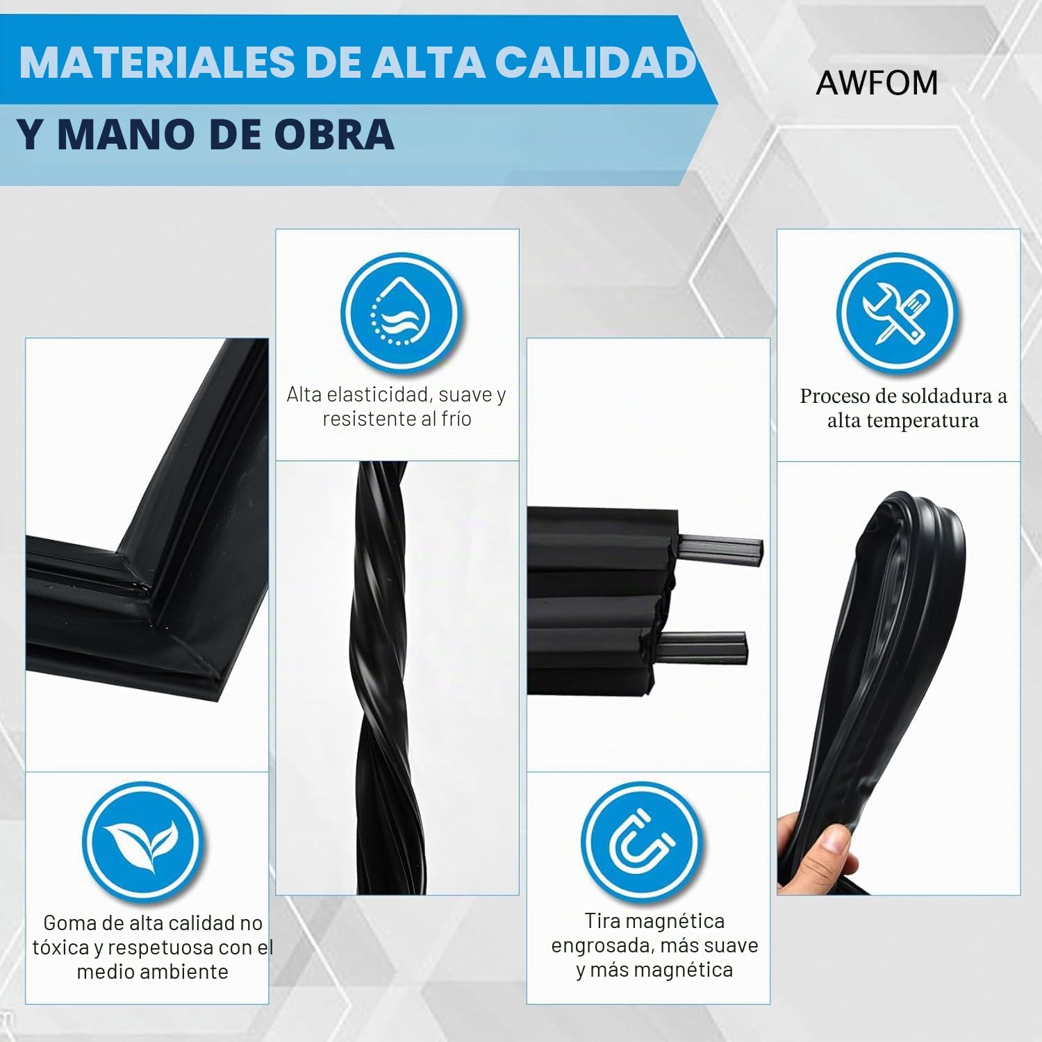 Universal Sello Magnético para Puerta De Frigorífico y Congelador,Junta de Sellado de Goma,Negro