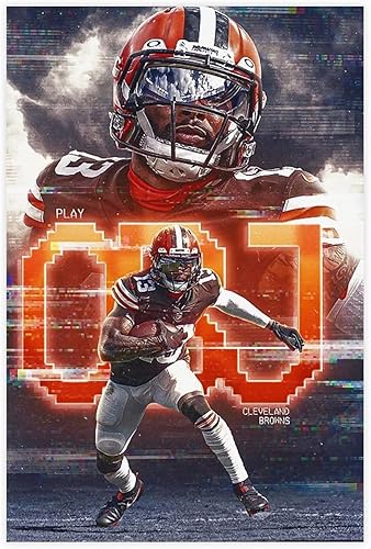 Odell Beckham Jr Posteres De Futbol Americano, Póster Deportivo De Celebridades, Decoración De Pared, Póster en Lienzo para Decoración de Pared,