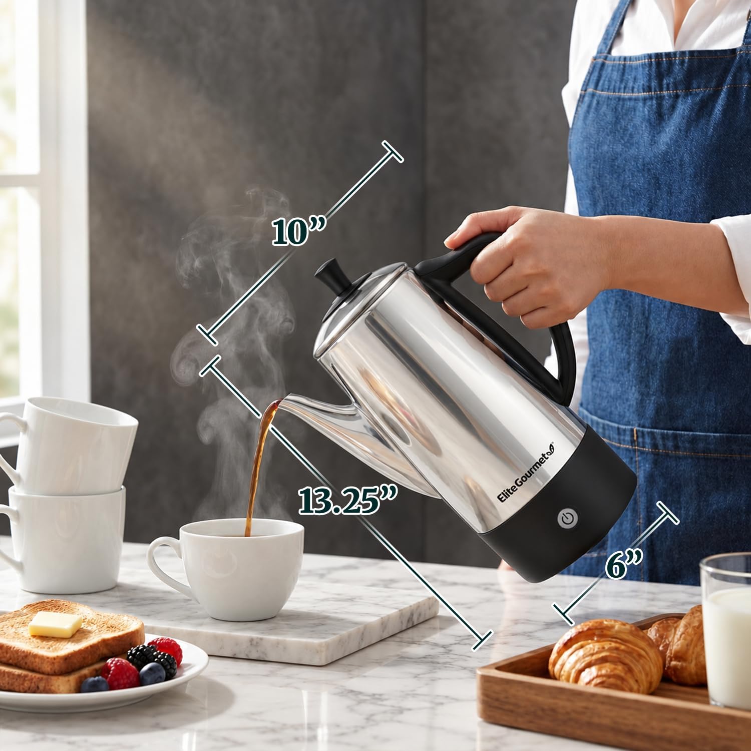 Elite Gourmet 12-Cup Electric Coffee Percolator, 360° Swivel Base image 5
