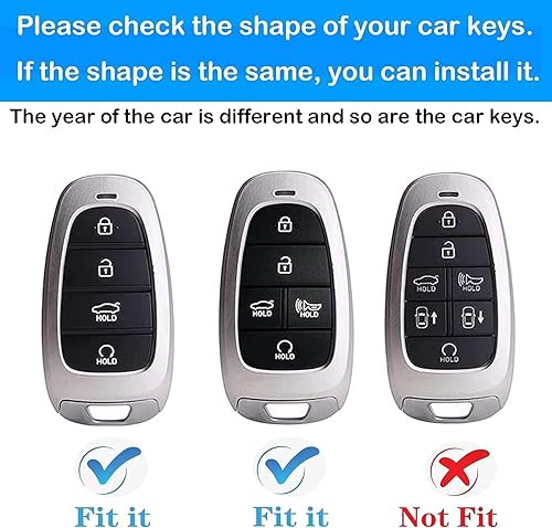 Miniatura 2 de Funda para llavero Hyundai con llavero, funda de protección TPU compatible con llave remota inteligente Sonata Tucson 2019, 2020, 2021, 2022 (negro,