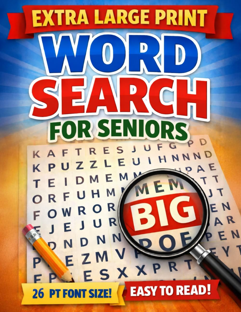 Extra Large Print Word Search for Seniors: 26 Pt Font Size! Easy to Read!