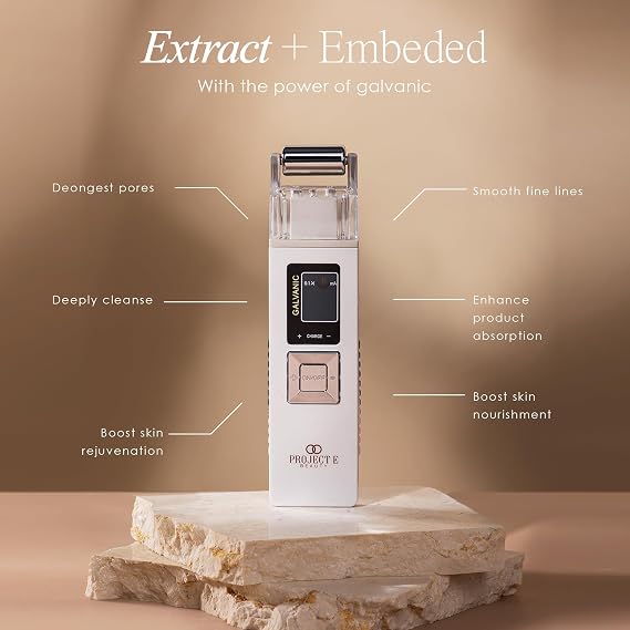 Project E Beauty Portable Rechargeable Galvanic Device | Skin Care Reduce Wrinkles Skin Tightening Firming Fine Lines Desincrustation Deep Pore Cleansing Rejuvenation Device