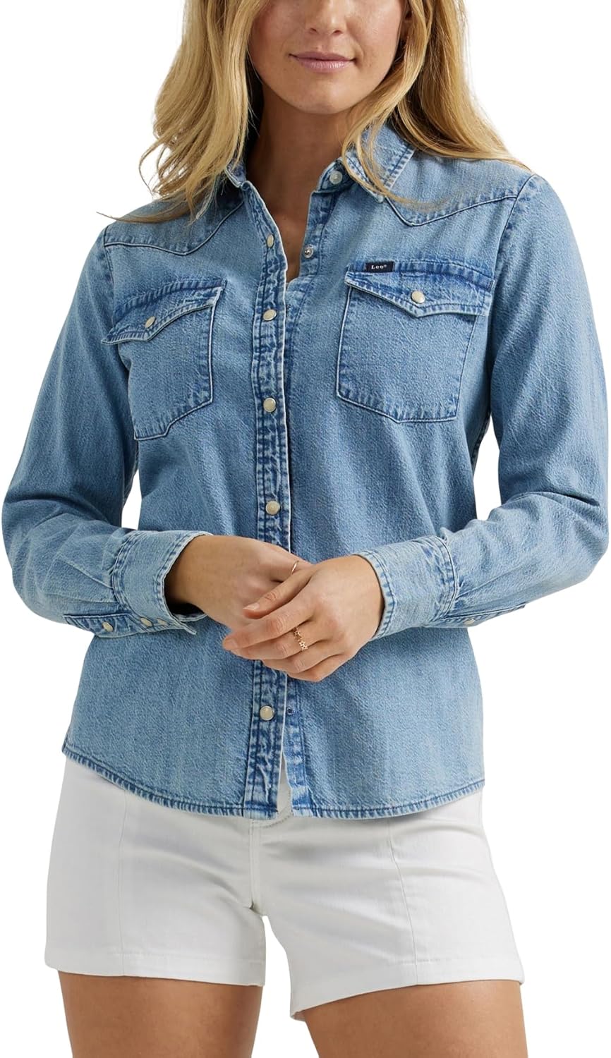 Lee Womens Legendary Slim Fit Western Snap Shirt