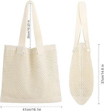 COOKOOKY Crochet Beach Tote bag Summer Beach Bag for Women Aesthetic Mesh Tote Bag Hippie Bag Knit Bag