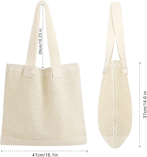 COOKOOKY Crochet Beach Tote bag Summer Beach Bag for Women Aesthetic Mesh Tote Bag Hippie Bag Knit Bag