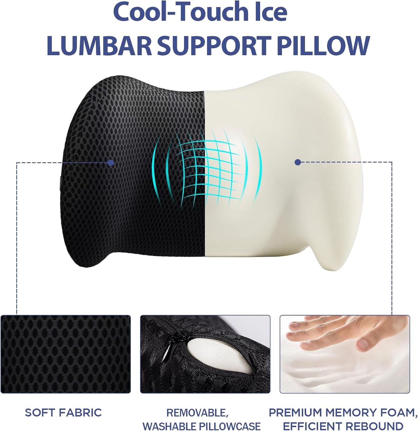 Lumbar Support Pillow for Office Chair, Car Lumbar Pillow Lower Back Pain Relief, Memory Foam Back Cushion with 4D Mesh Cover and Adjustable Straps, Ergonomic Chair Back Pillow for Car,Bed, Gaming - Image 7
