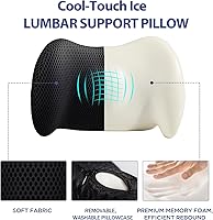 Vista 7 de Almohada de apoyo lumbar para silla de oficina, coche, almohada lumbar para aliviar el dolor de espalda baja, cojín de espuma viscoelástica