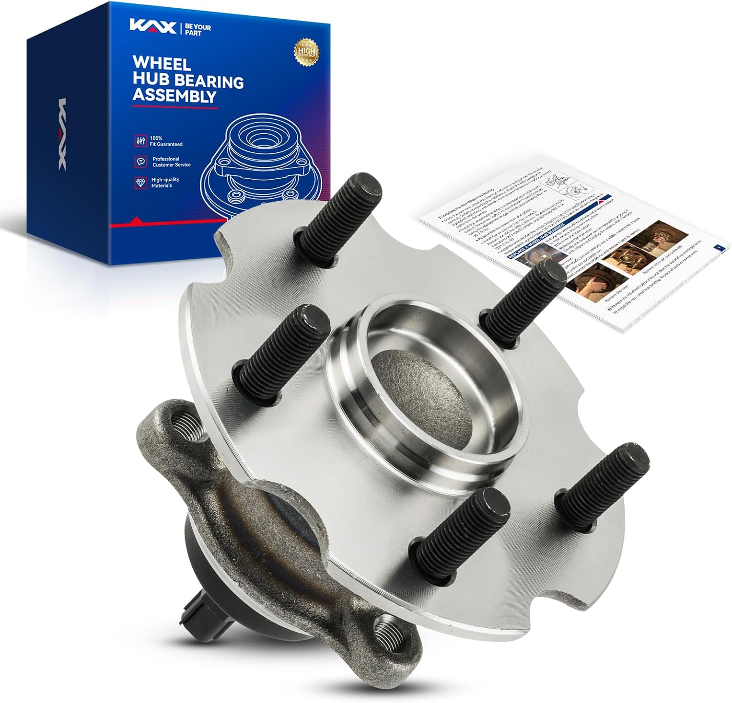 KAX 512372 Rear Wheel Bearing and Hub Assembly with 5 Lug W/ABS Compatible with 2006-2008 Toyota RAV4 2.4L FWD