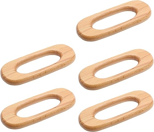 Miniatura 4 de 10 tiradores de madera natural para armarios y cajones de cocina, 5 pulgadas de largo, 3-34 pulgadas de espacio entre agujeros