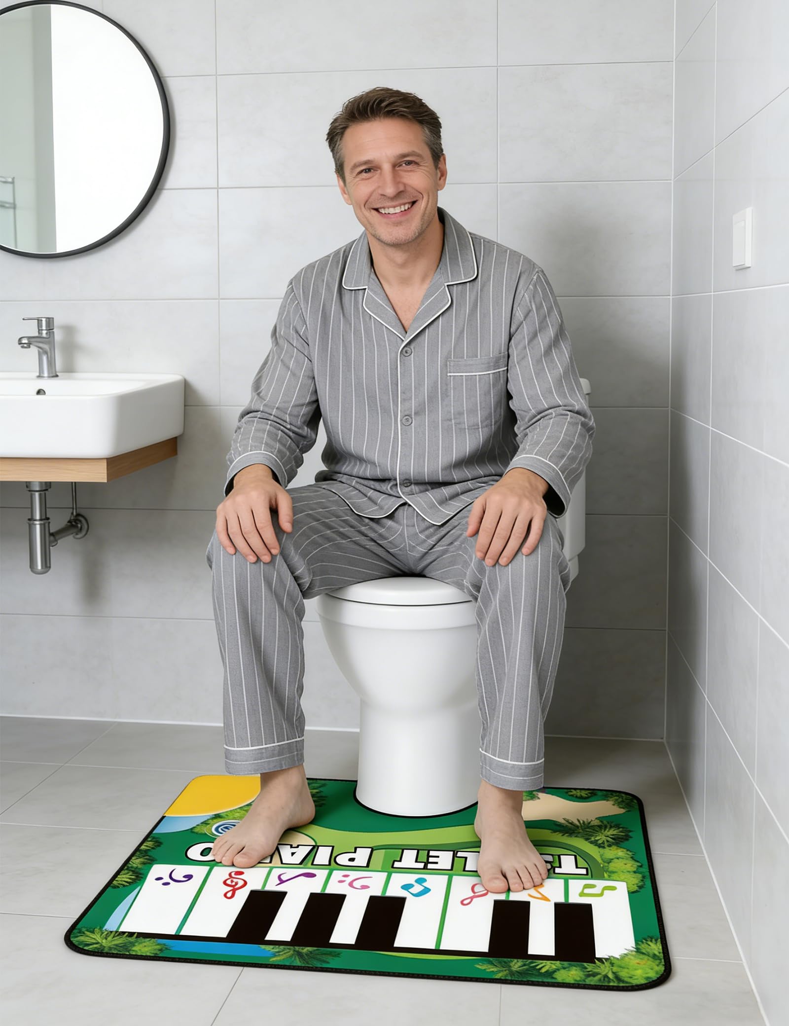 Tapis Piano pour Toilettes 60x48cm, Clavier Antidérapant pour Salle de Bain, Drôle d'Exercice pour Orteils