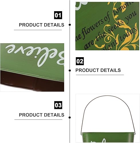 Miniatura 8 de Cubo de flores de hojalata colgante para flores, soporte para flores de pared, maceta colgante de hierro, contenedor de flores colgante, maceta