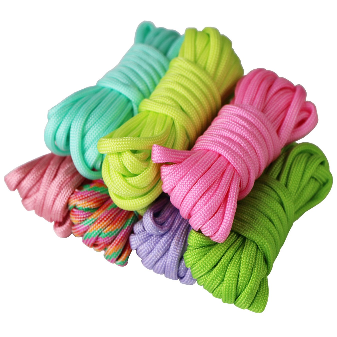 7 Piezas Cuerda Paracord Set Ideal para el aire libre, camping, trenzar pulseras y Llavero