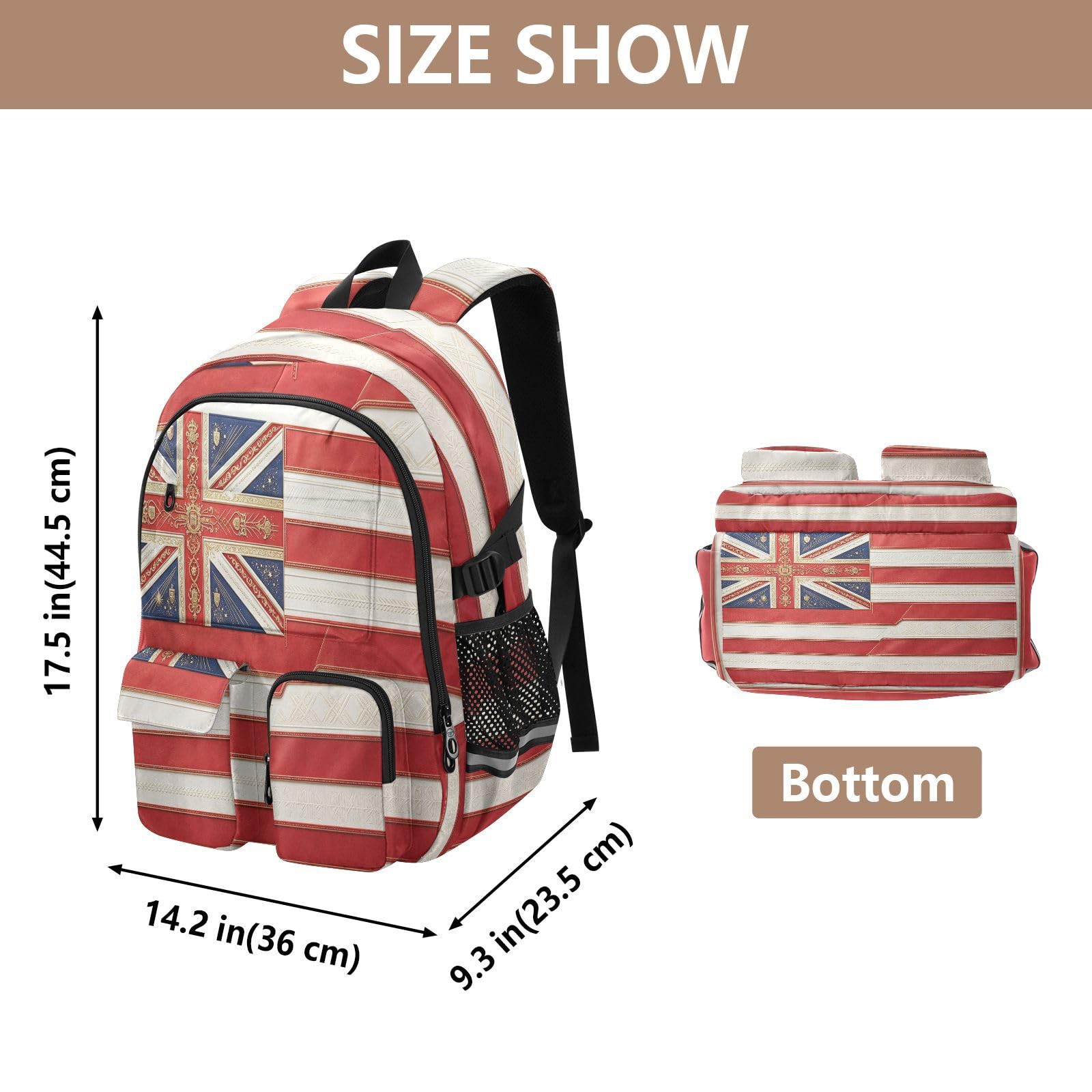 Miqi Rucksack mit mehreren Taschen für Schule, Reisen, Outdoor, Uni, 44,5 cm (17,5 Zoll) Laptop-Rucksack für Damen und Herren, Rot