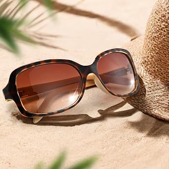 JiSoo Reading Sunglasses Bifocal Sunglasses for Women, Retro Square Sun Readers with Spring Hinge