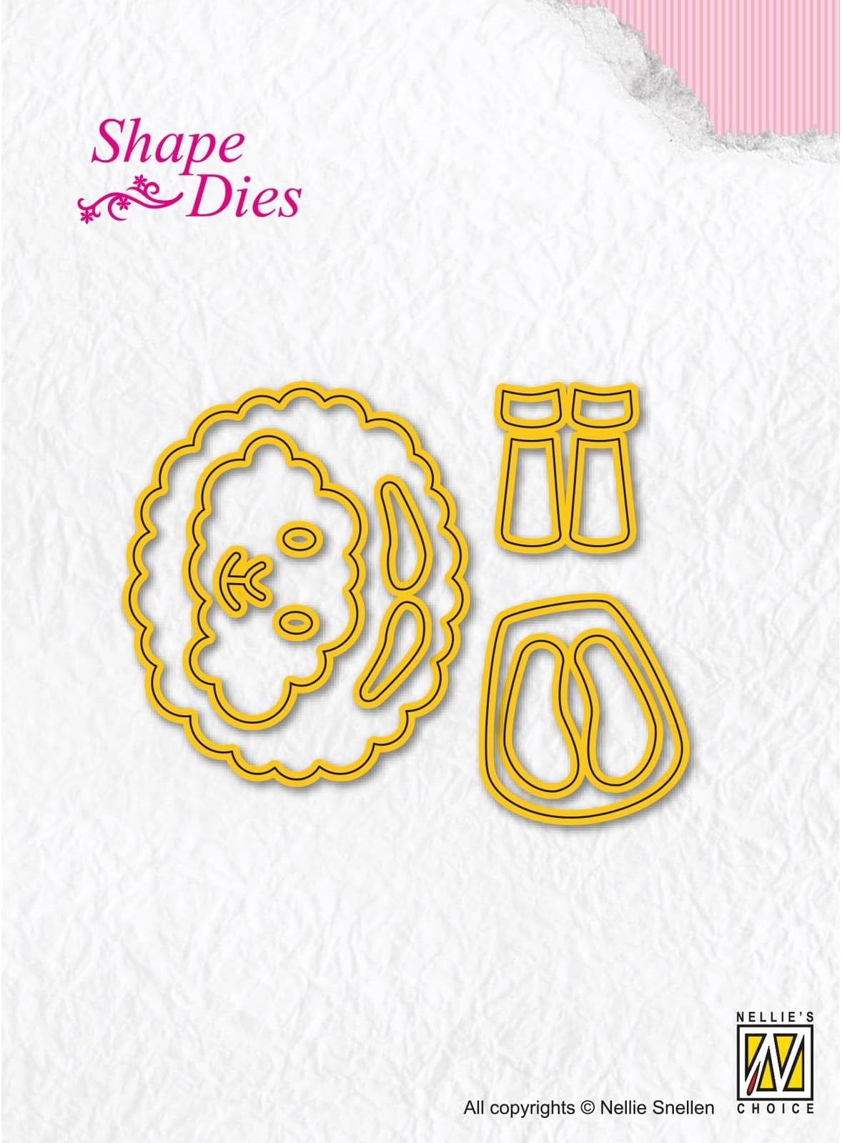 Nellie's Choice Easter Cutting Die-Sheep-12 Shape 7,4 x 5,6 cm-Card Making Supplies-Metal Dies for Scrapbooking, DIY and Paper Crafts, Yellow
