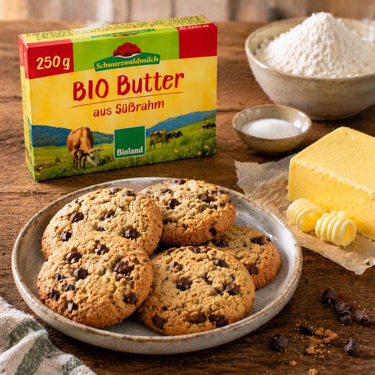 Schwarzwaldmilch Bio Süßrahmbutter 250g - Cremige Premium Butter aus dem Schwarzwald, Natürlich & Frisch, Ideal zum Kochen & Backen, 4 Packungen á 250 g