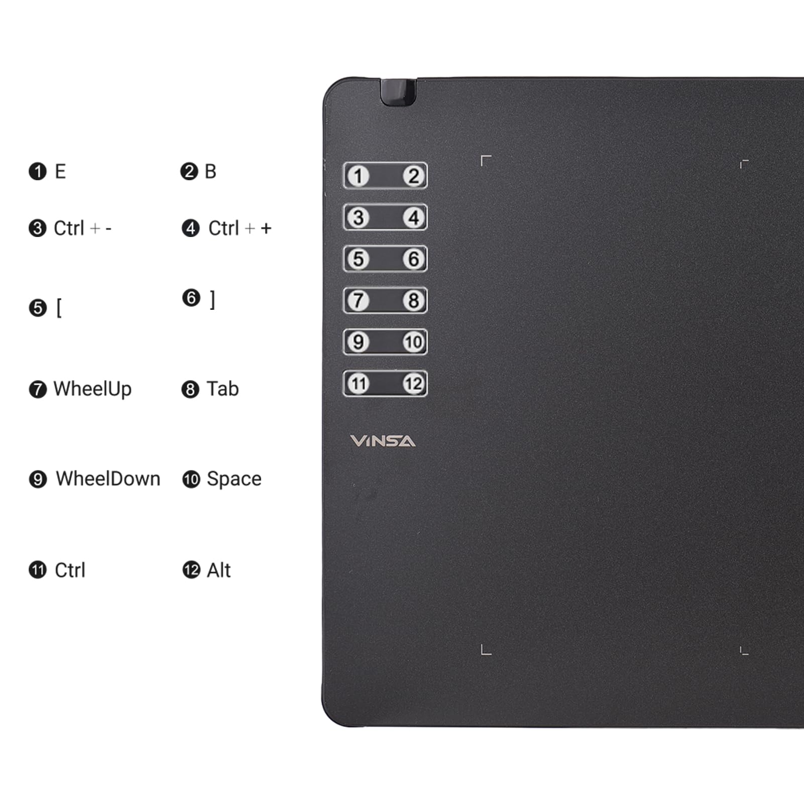 Karlak T1161 Tableta gráfica de Dibujo Boceto de creación de Arte ultradelgado con lápiz óptico sin batería 8 Puntas de lápiz 8192 Niveles de presión 12 Teclas de Acceso Directo Personalizadas