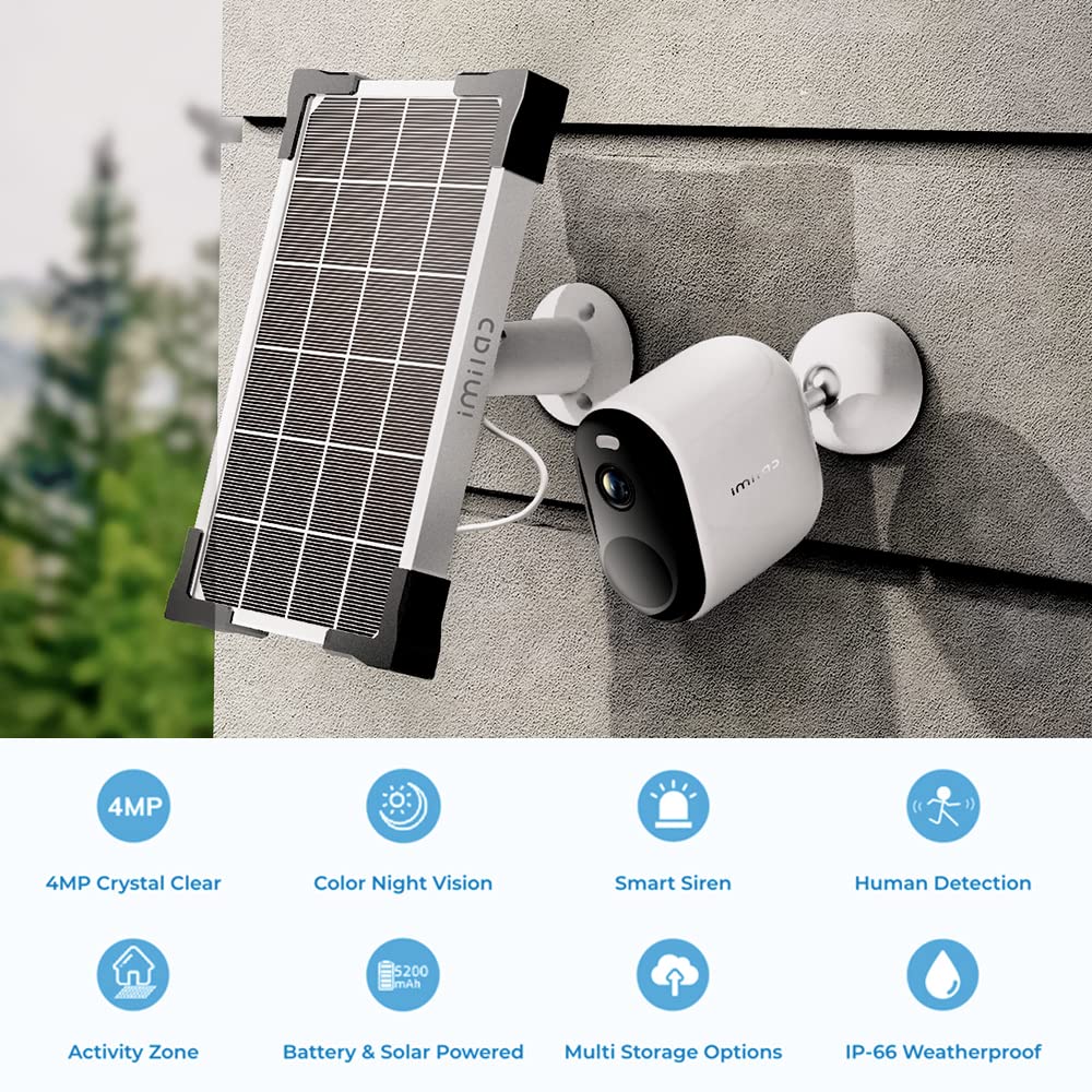 IMILAB Bezprzewodowa kamera zewnętrzna Solar Color Vision, kamera nadzorująca PTZ 2,5 K z wbudowaną baterią, wykrywanie człowieka AI/PIR, dwukierunkowy dźwięk, Alexa/IP66, panel słoneczny nie jest