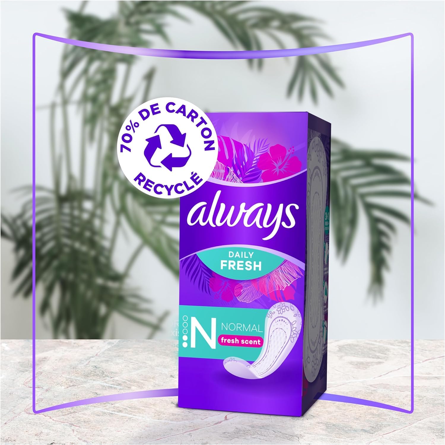 Always Daily Fresh Protège-Slips Normal 10x30 Unités, Avec un parfum frais, Pour ne sentir rien d’autre que fraîcheur et protection