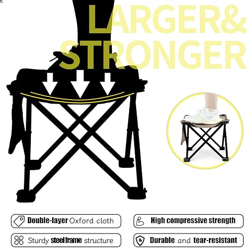 Miniatura 6 de Whitsunday Taburete plegable, taburete plegable portátil de 12.6 pulgadas para camping, pesca, senderismo, jardinería y playa, caqui, 2 unidades