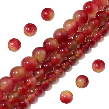 Natural Stone Beads 6mm Watermelon Jade Polished Round Smooth Gemstone Beads for Jewelry Making Adults 15 InchWatermelon Jade,6mm