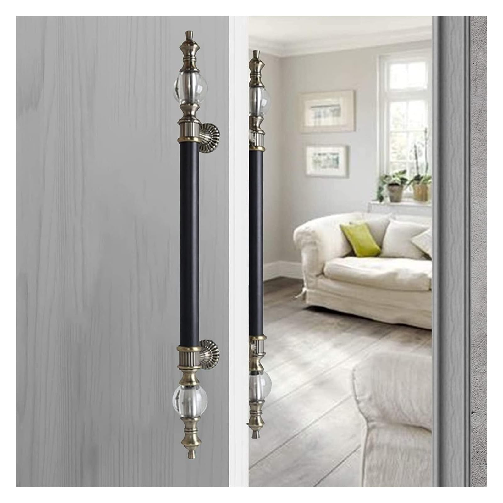 ADGCFKOP Shower Door Handle, Door Pull and Flush Handle,Two Side Long Sliding Barn Door Handle Set Stainless Steel Pull Bar Handle Mounting Hardware Included(Bronze,80cm/31.5in)