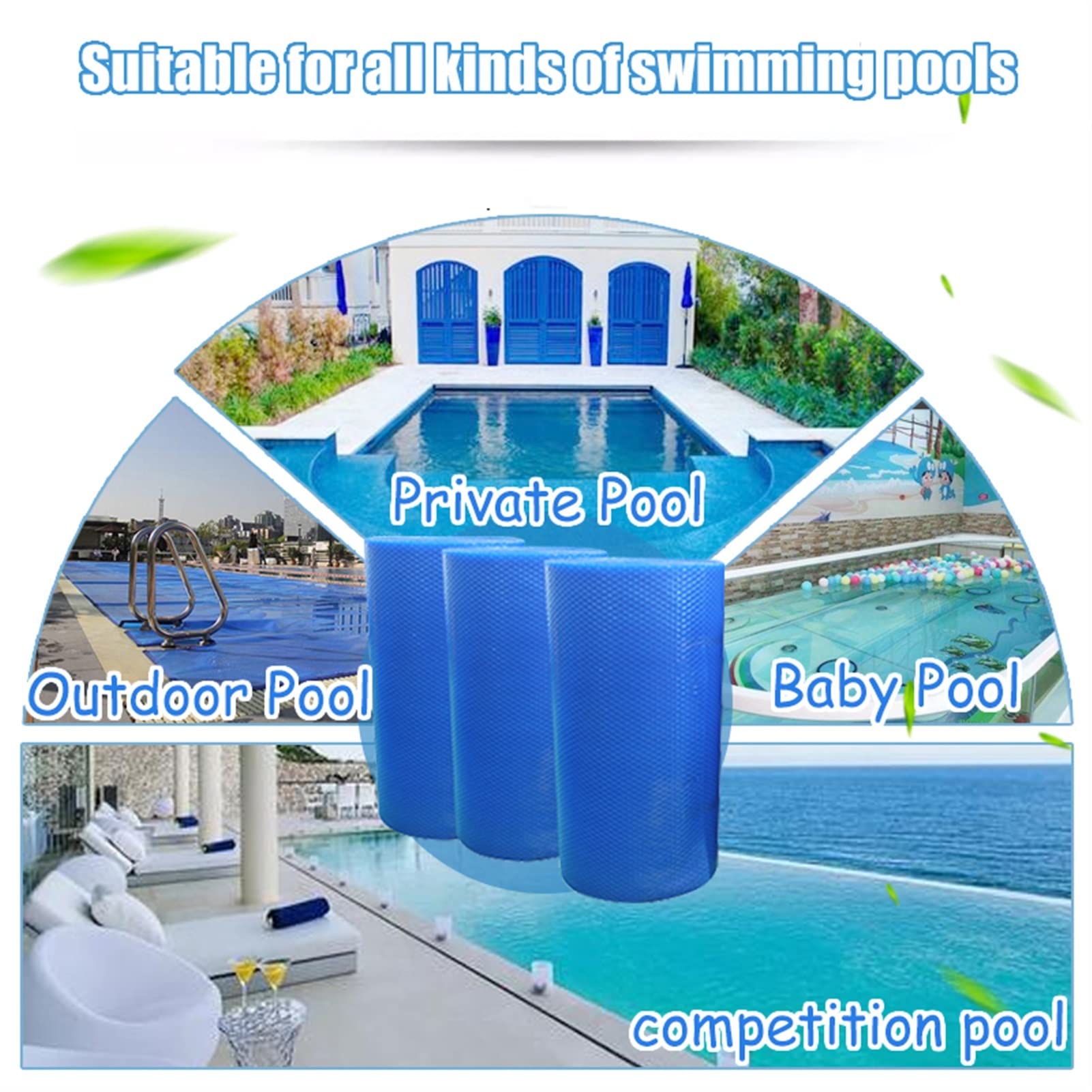 Cubierta Solar para Nadar sobre el Suelo de 19 mil de Grosor, Mantas solares/Cubiertas de Equipos/Manta térmica para Piscinas para niños Plegables sobre el Suelo, con protección UV (Size : 2X3m/6X10