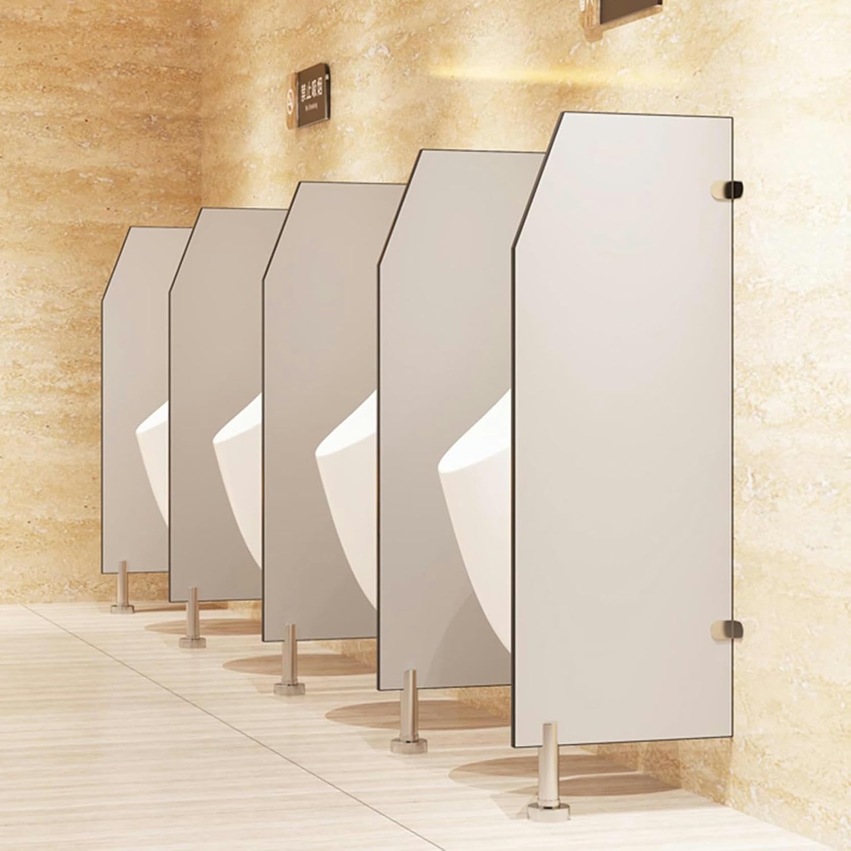 GTHTUHFD Stainless Steel Urinal Partition With Baffle Screen For Public Toilets,Gray Floor