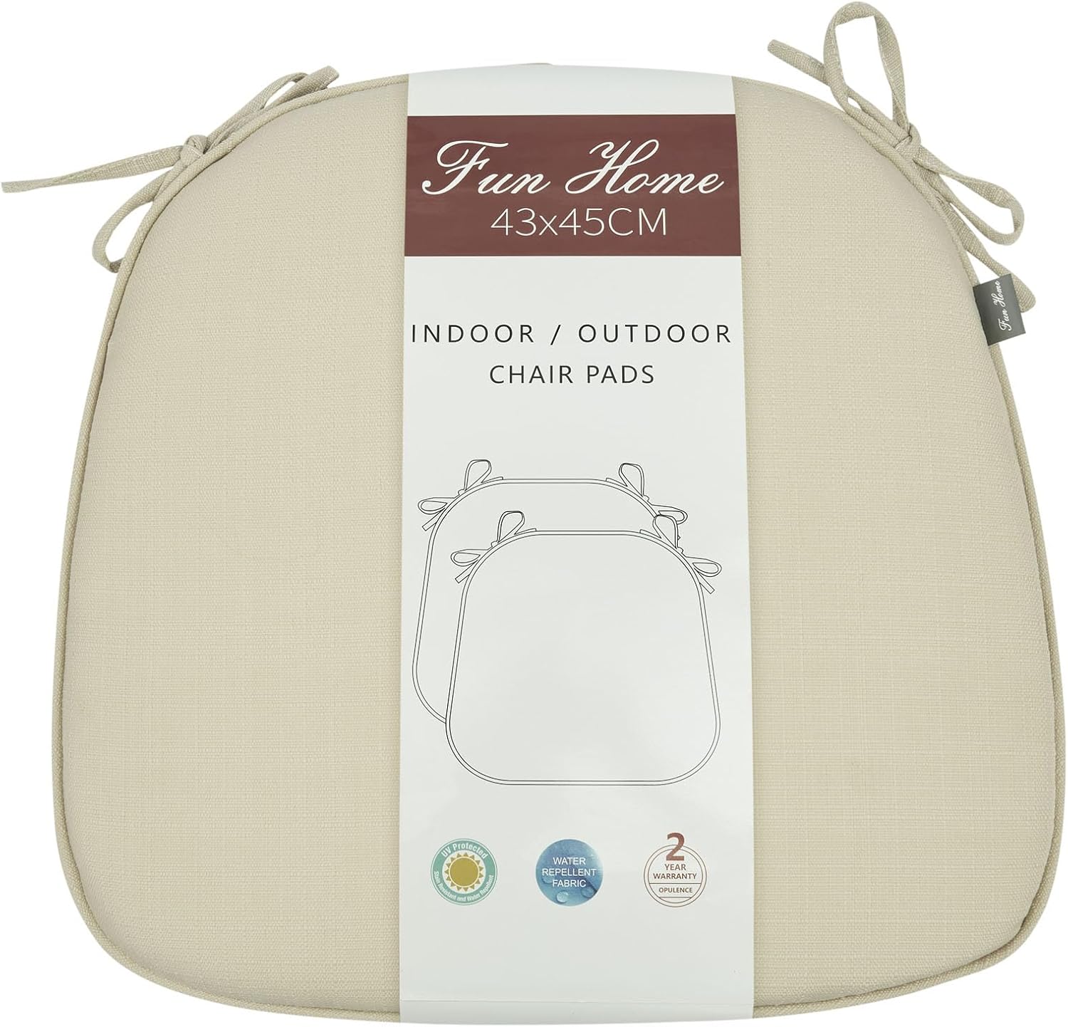 Outdoor Chair Cushions Set of 2,Patio Seat Cushion 17"x16"x2",U-Shaped Dining Chair Cushion 17 by 16 Inch,Water Resistant,Fade-Resistant Chair Pads for Kitchen Garden Furniture(Antique Beige)