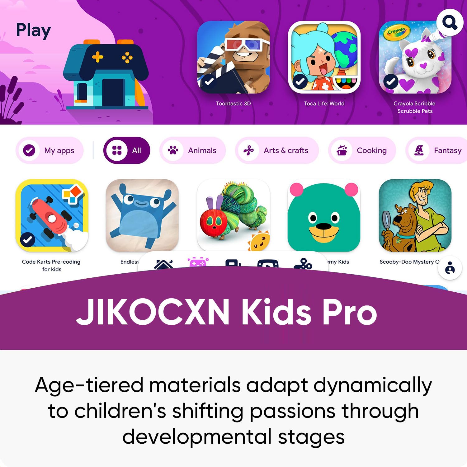 JIKOCXN Tablet per bambini, Android 15, Octa-Core da 10 pollici, con custodia, 24 GB di RAM, 64 GB ROM, 1 TB, scheda TF espandibile per bambini, controllo genitori, doppia fotocamera, BT5.0, WiFi