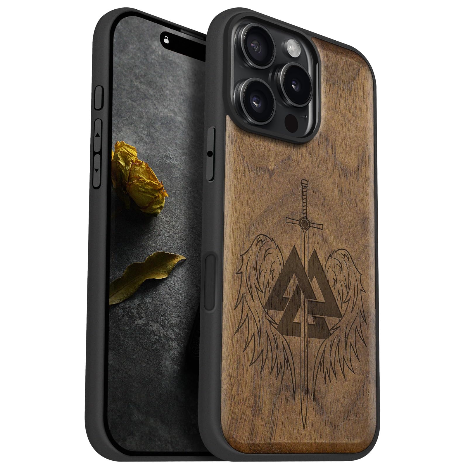 Carveit iPhone 16 Pro Max 木製 ケース（黒い木） Pro Max Carveit い